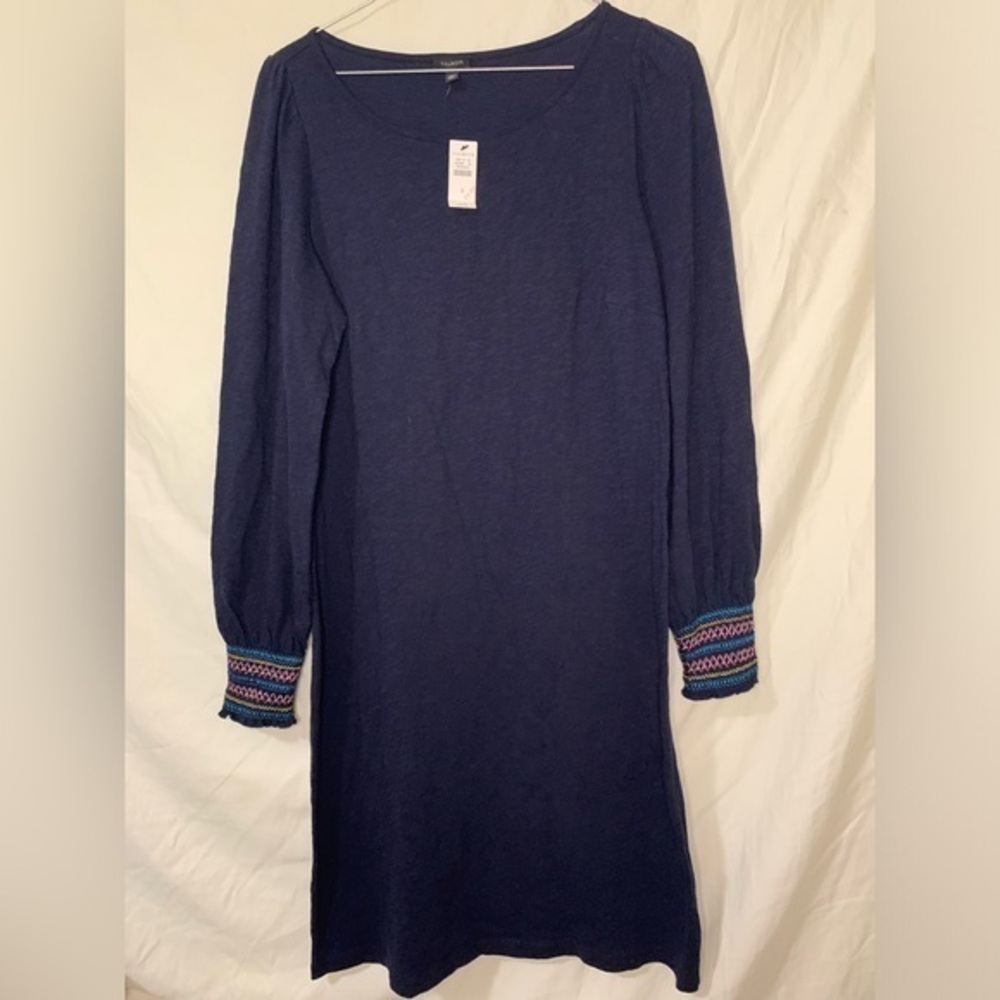 Talbots Navy Blue Sheath Dress Knee-Length Long Sleeve